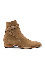 Saint Laurent Suede Wyatt Jodhpur Boots in Light Cigar, view 1, click to view large image.