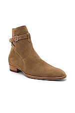Saint Laurent Suede Wyatt Jodhpur Boots in Light Cigar, view 2, click to view large image.