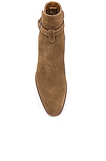 Saint Laurent Suede Wyatt Jodhpur Boots in Light Cigar, view 4, click to view large image.