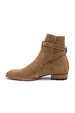 Saint Laurent Suede Wyatt Jodhpur Boots in Light Cigar, view 5, click to view large image.