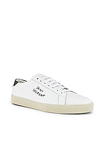 Saint Laurent SL06 Signa Low Top Sneaker in Optic White, view 2, click to view large image.