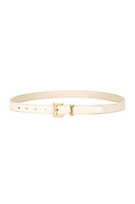 Saint Laurent Logo Leather Belt in Crema Soft, view 1, click to view large image.