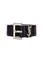 Saint Laurent Monogramme Belt in Nero, view 3, click to view large image.