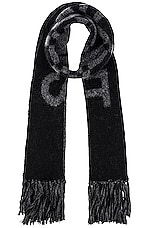 Saint Laurent Wool Scarf in Black & Dark Grey, view 1, click to view large image.