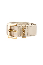 Saint Laurent Monogramme Belt in Crema Soft, view 3, click to view large image.
