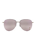 Saint Laurent SL 328/K M Sunglasses in Shiny Silver, view 1, click to view large image.
