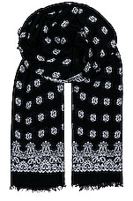 Saint Laurent Grand Carre Rectangle Bandana Scarf in Black & Ivory, view 1, click to view large image.