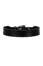 Saint Laurent Folk Buckle Belt in Nero, view 2, click to view large image.