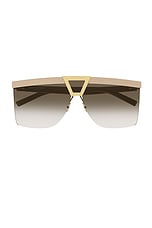 Saint Laurent SL 537 Palace Sunglasses in Ivory, Gold, & Gradient Brown, view 1, click to view large image.