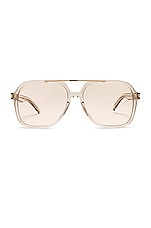 Saint Laurent Acetate Optical Eyeglasses in Transparent Cream & Light Gold, view 1, click to view large image.
