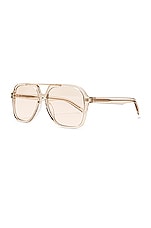Saint Laurent Acetate Optical Eyeglasses in Transparent Cream & Light Gold, view 2, click to view large image.