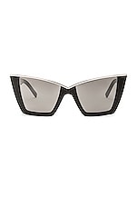 Saint Laurent SL 570 Sunglasses in Black & Silver, view 1, click to view large image.