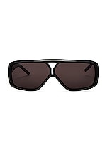 Saint Laurent Rectangular Sunglasses in Black, view 1, click to view large image.