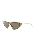 Saint Laurent Cat Eye Sunglasses in Gold, view 2, click to view large image.