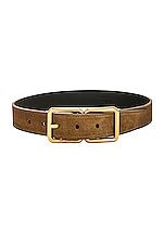 Saint Laurent Double Buckle Belt in Dark Land, view 1, click to view large image.