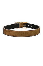 Saint Laurent Double Buckle Belt in Dark Land, view 2, click to view large image.