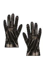 Saint Laurent Leather Gloves in Black, view 1, click to view large image.