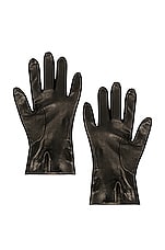 Saint Laurent Leather Gloves in Black, view 2, click to view large image.