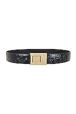 Saint Laurent Boucle LA 76 Belt in Black & Aged Gold, view 1, click to view large image.