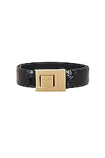 Saint Laurent Boucle LA 76 Belt in Black & Aged Gold, view 3, click to view large image.