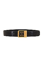 Saint Laurent Female Buckle Belt in Fondente, view 1, click to view large image.