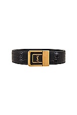Saint Laurent Female Buckle Belt in Fondente, view 3, click to view large image.