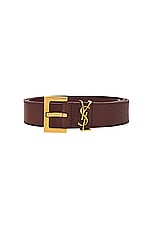 Saint Laurent Cassandre Long Belt in Dark Brown Chocolate & Brown Chocolate, view 3, click to view large image.