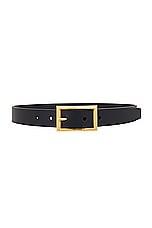Saint Laurent Rectangle Buckle Belt in Nero, view 1, click to view large image.