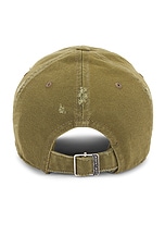 Saint Laurent Washed Denim Cap in Khaki, view 3, click to view large image.