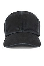 Saint Laurent Washed Denim Cap in Black, view 1, click to view large image.