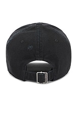 Saint Laurent Washed Denim Cap in Black, view 3, click to view large image.