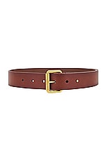Saint Laurent Square Buckle Long Belt in Dark Brown Chocolate & Brown Chocolate, view 2, click to view large image.