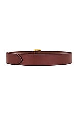 Saint Laurent Square Buckle Long Belt in Dark Brown Chocolate & Brown Chocolate, view 3, click to view large image.