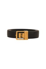 Saint Laurent Female Buckle Skinny Belt in Nero, view 3, click to view large image.