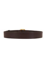 Saint Laurent Vegan Leather Square Belt in Brown Oak, view 2, click to view large image.