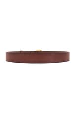 Saint Laurent Vegan Leather Square Belt in Dark Brown Chocolate, view 2, click to view large image.