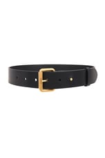 Saint Laurent Vegan Leather Square Belt in Nero, view 1, click to view large image.