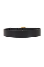 Saint Laurent Vegan Leather Square Belt in Nero, view 2, click to view large image.