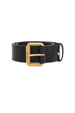 Saint Laurent Vegan Leather Square Belt in Nero, view 3, click to view large image.