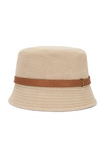 Saint Laurent Canvas Bucket Hat in Beige & Light Brown, view 1, click to view large image.