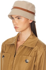 Saint Laurent Canvas Bucket Hat in Beige & Light Brown, view 2, click to view large image.