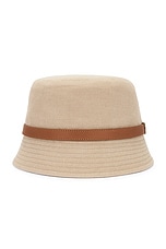 Saint Laurent Canvas Bucket Hat in Beige & Light Brown, view 3, click to view large image.