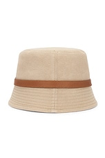 Saint Laurent Canvas Bucket Hat in Beige & Light Brown, view 4, click to view large image.