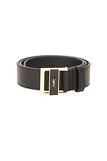 Saint Laurent Boucle Gio Belt in Nero, view 3, click to view large image.