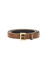 Saint Laurent Leather Belt in Ginger Bread, view 3, click to view large image.