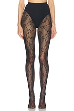 Saint Laurent Lace Stockings in Noir, view 1, click to view large image.