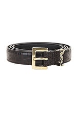 Saint Laurent Leather Belt in Fondente, view 3, click to view large image.