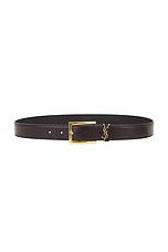 Saint Laurent Leather Belt in Spiced Apple, view 1, click to view large image.