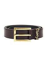 Saint Laurent Leather Belt in Spiced Apple, view 3, click to view large image.