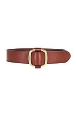 Saint Laurent Frame Buckle Belt in Dark Brown Chocolate, view 1, click to view large image.